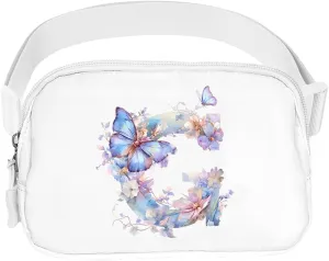 Belt Bag Initail Letter Travel Fanny Pack Cute Butterfly Crossbody Bags for Girls Fashion Waist Packs Letter A-T Outside Lightweight Waterproof Running Workout Hiking Travel Belt Bags,G