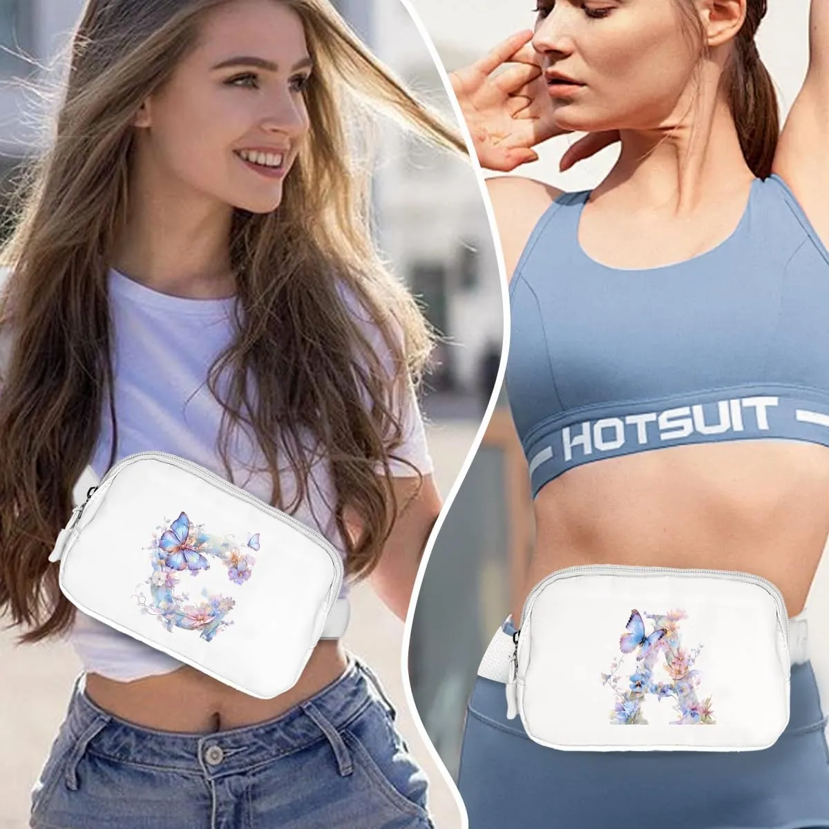 Belt Bag Initail Letter Travel Fanny Pack Cute Butterfly Crossbody Bags for Girls Fashion Waist Packs Letter A-T Outside Lightweight Waterproof Running Workout Hiking Travel Belt Bags,G