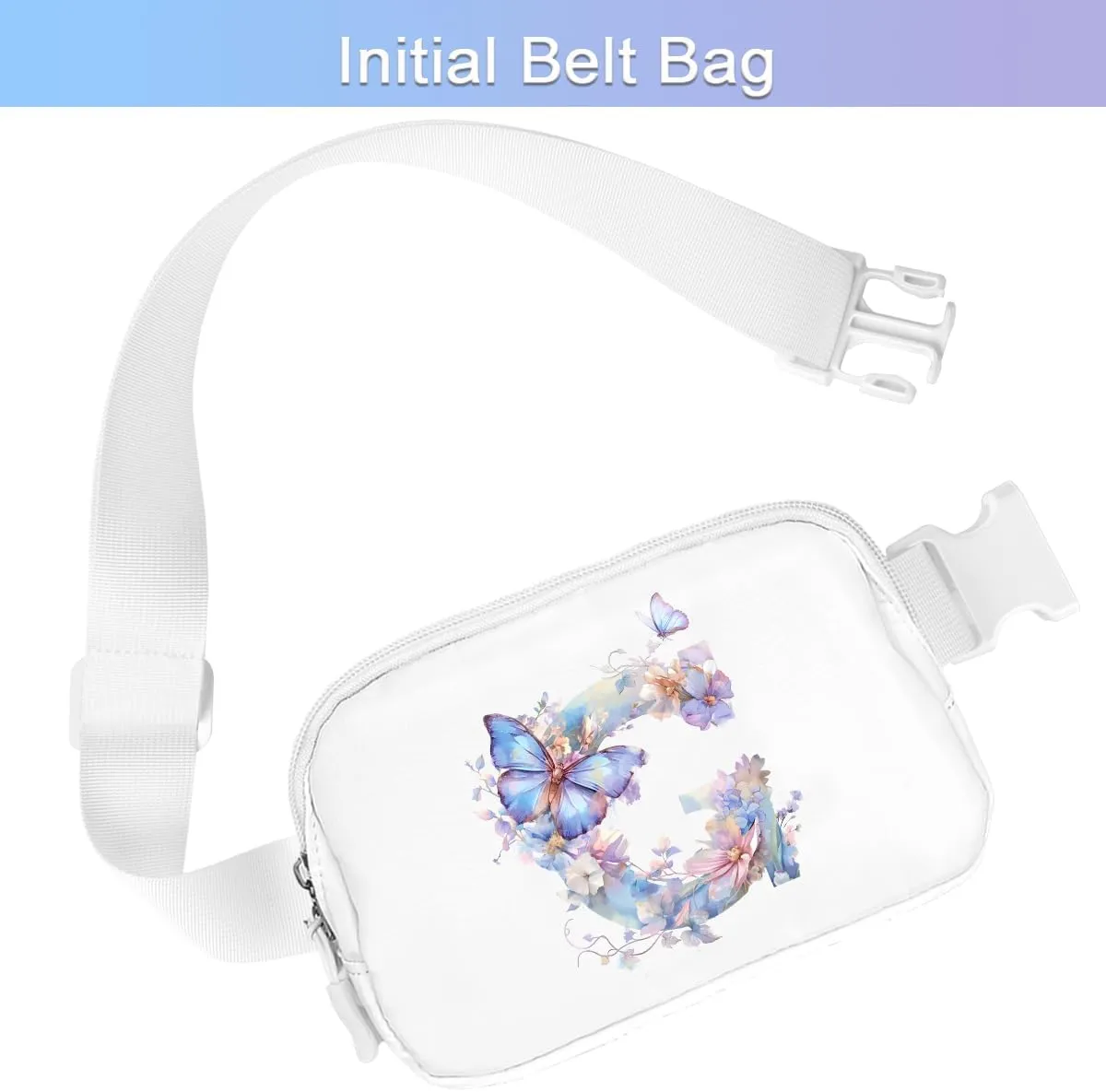 Belt Bag Initail Letter Travel Fanny Pack Cute Butterfly Crossbody Bags for Girls Fashion Waist Packs Letter A-T Outside Lightweight Waterproof Running Workout Hiking Travel Belt Bags,G