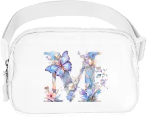 Belt Bag Initail Letter Travel Fanny Pack Cute Butterfly Crossbody Bags for Girls Fashion Waist Packs Letter A-T Outside Lightweight Waterproof Running Workout Hiking Travel Belt Bags,M