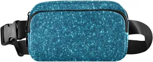Belt Bags Turquoise Blue Glitter Lightweight Crossbody Bags with Adjustable Strap Belt Bag for Women Crossbody Long Strap