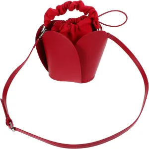 BESPORTBLE Stylish Red Mini Fake Leather Bucket Bag for Women Drawstring Closure for Parties and Everyday Use Fashionable Handbag Design
