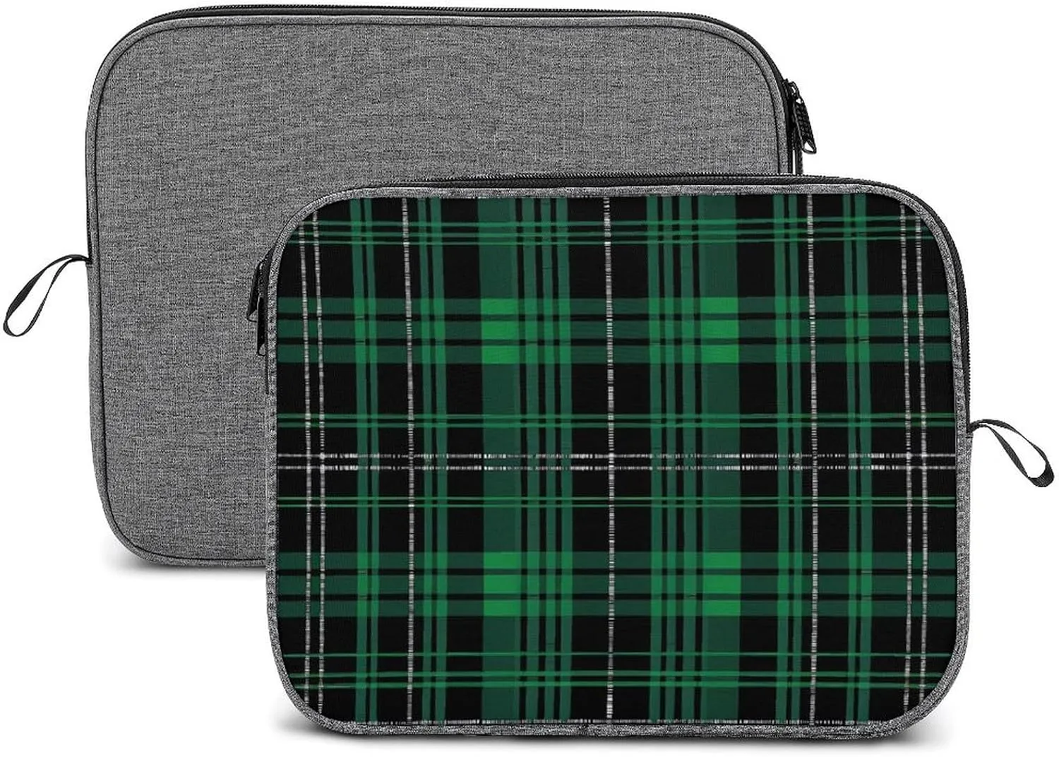 Black Green Scottish Plaid Laptop Sleeve Notebook Computer Pocket Case Tablet Briefcase Carrying Bag Protective Case 14inch