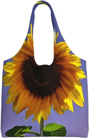 Bloom Sunflower Canvas Aesthetic Tote Bag for Women Beach Bag Shopping Bags Shoulder Bag Reusable Grocery Bags