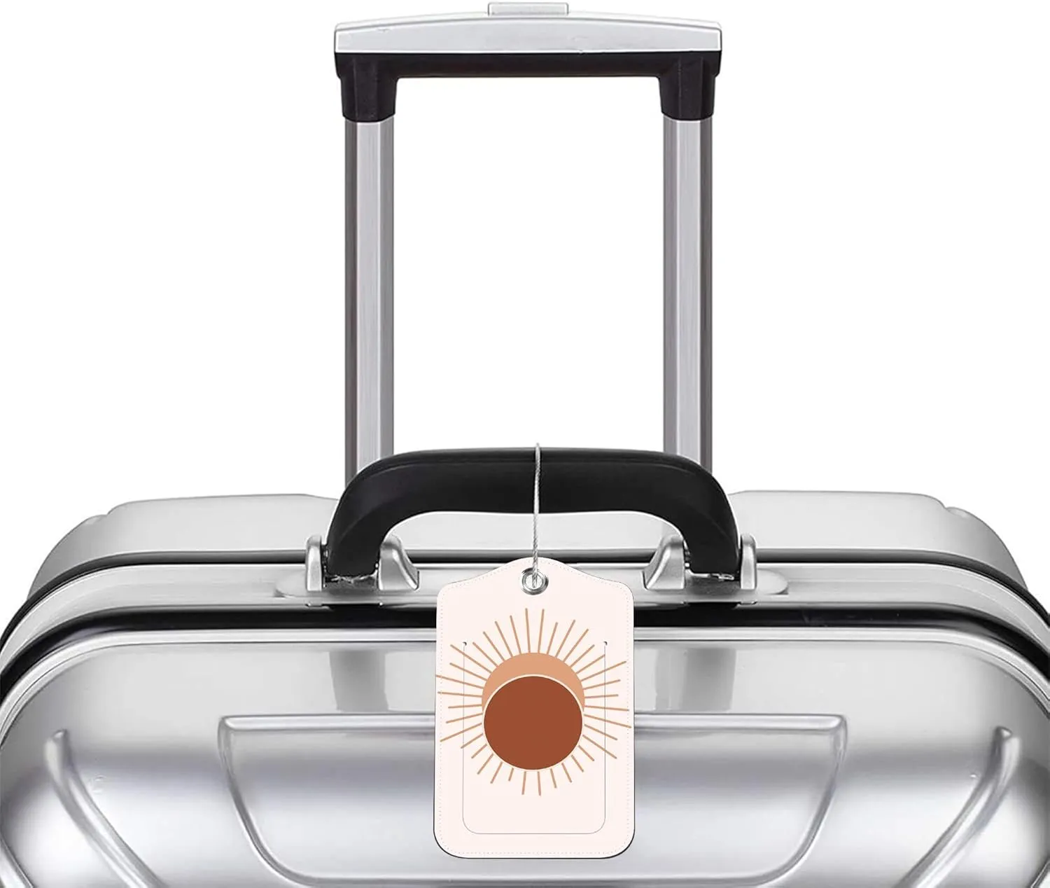 Boho Abstract Sun Luggage Tag for Suitcase 2 Pack Leather Luggage Tag with Privacy Flap Name ID Label and Metal Loop for Women Men Travel