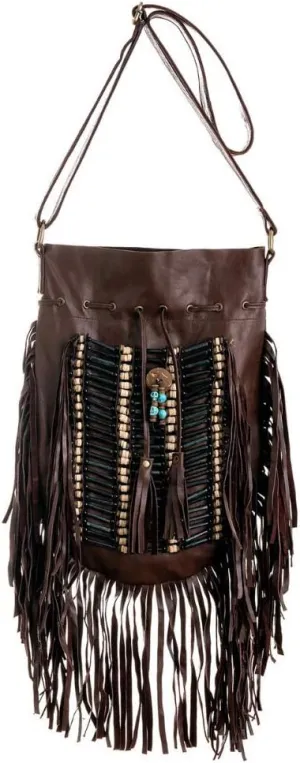 Boho Bag Round L | Real Leather | Fringe Purse | Bohemian Bags
