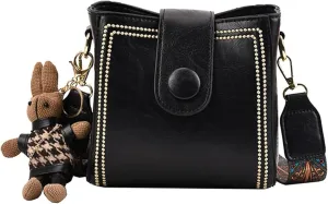 Bootara Bucket Bag, Women's Vintage Bunny Charm Bucket Bag, With Adjustable Wider Shoulder Strap, Spacious Travel Tote