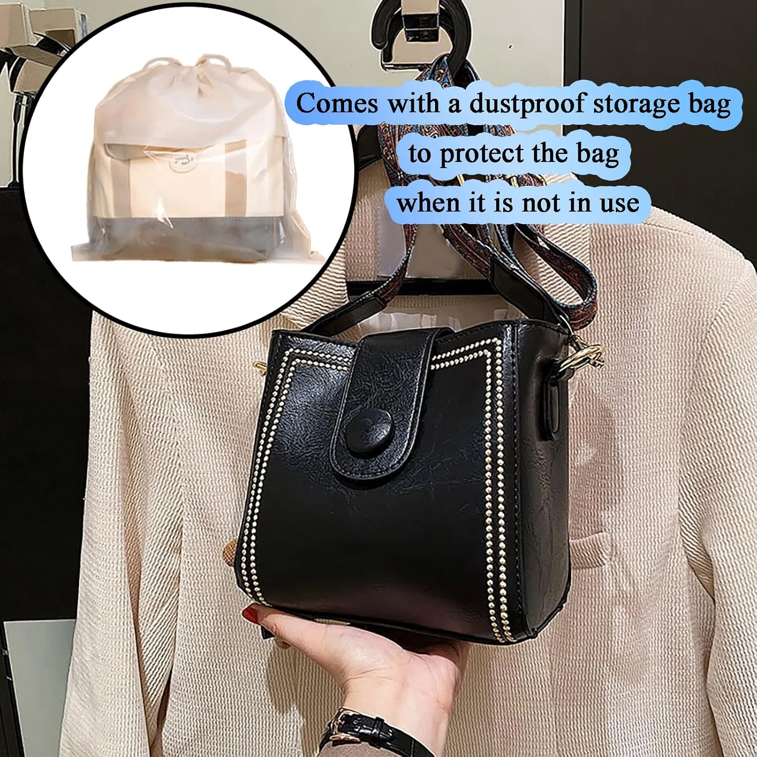Bootara Women's Vintage Bunny Charm Bucket Bag  Convertible Shoulder/Crossbody, Spacious Travel Tote