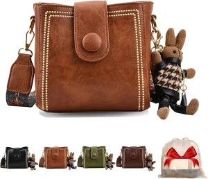 Bootara Women's Vintage Bunny Charm Bucket Bag  Convertible Shoulder/Crossbody, Spacious Travel Tote