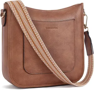 BOSTANTEN Leather Small Crossbody Bags for Women Bundle Crossbody Bags for Women Trendy Vegan Leather Hobo Handbags