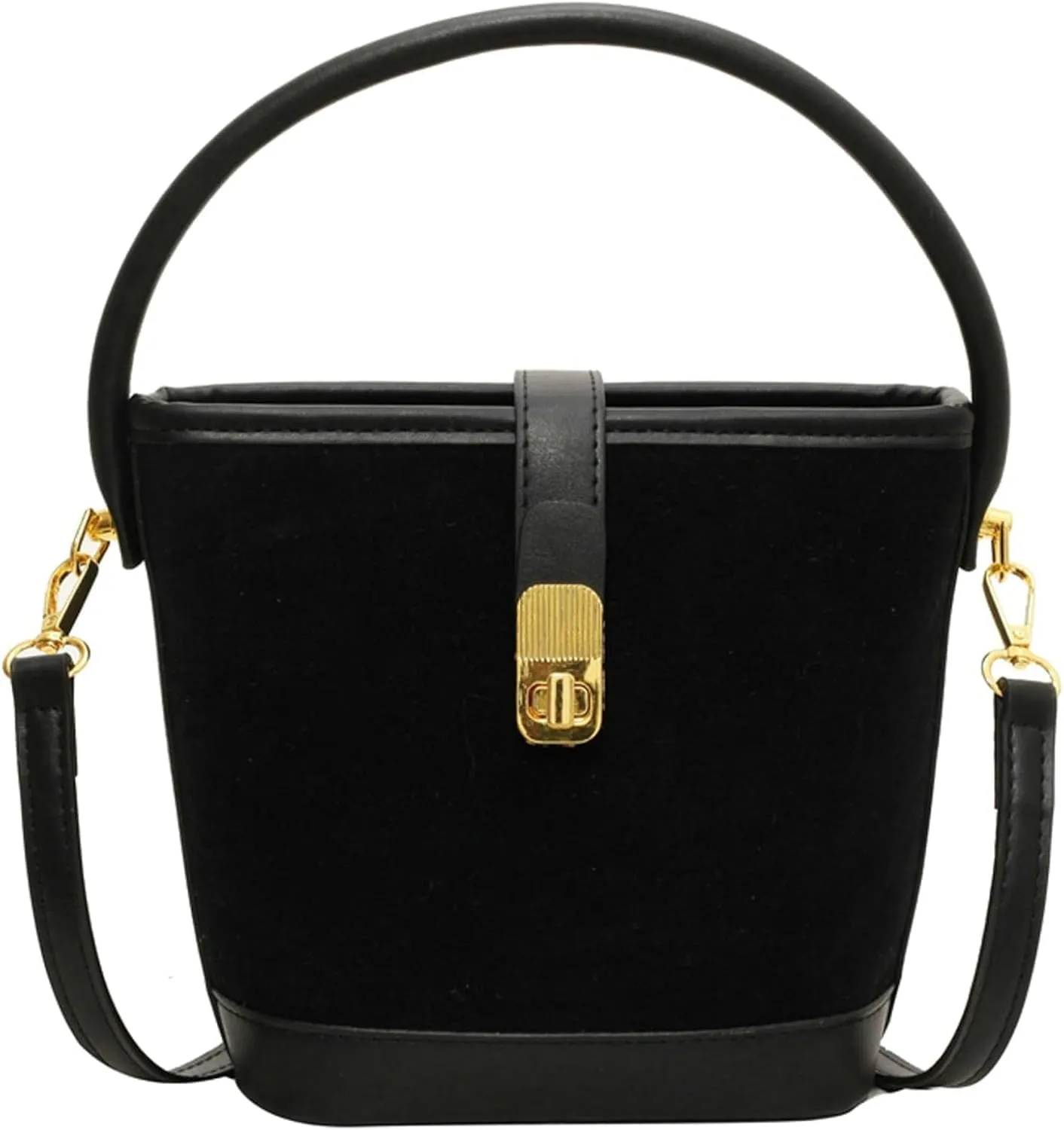 Brown Suede Buckle Bags for Women Small Bucket Purse Trendy Suede Shoulder Bag Suede Crossbody Purse