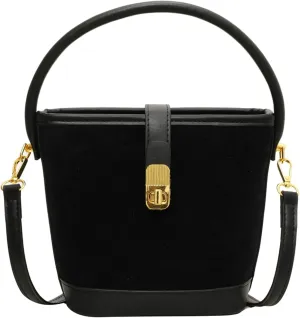 Brown Suede Buckle Bags for Women Small Bucket Purse Trendy Suede Shoulder Bag Suede Crossbody Purse