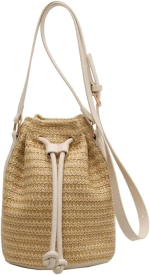 Bucket Bag for Women Woven Straw Shoulder Crossbody Bag 2025 Summer Chic Hobo Handbag Clutch Purse