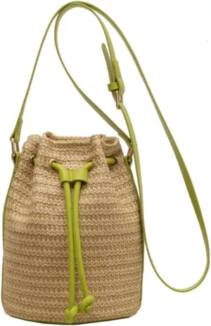 Bucket Bag for Women Woven Straw Shoulder Crossbody Bag 2025 Summer Chic Hobo Handbag Clutch Purse