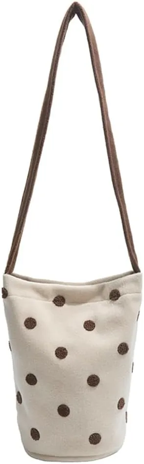 Bucket Bags for Women Fuzzy Bag Crossbody Bags for Women Slouchy Shoulder Bag Cute Bags Casual Trendy Polka Dot Bag