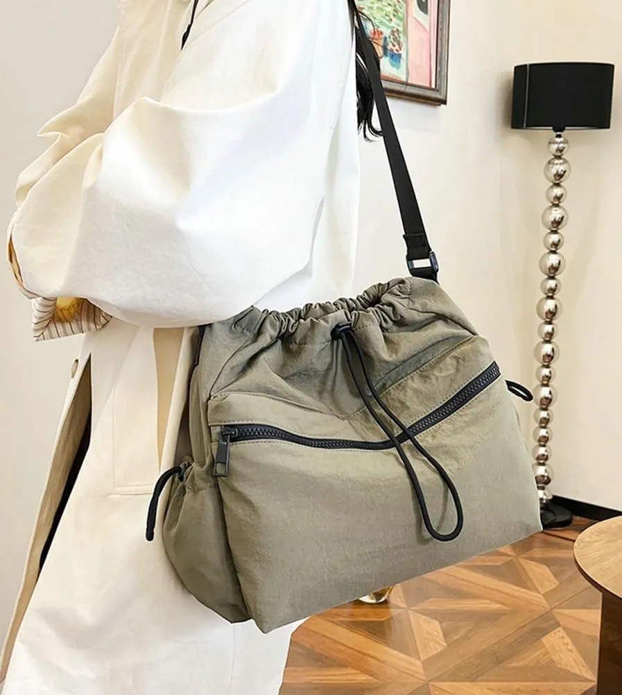 Bucket Crossbody Bag for Women Stylish Handbag Casual Nylon Shoulder Purse Top Handle Bags 2024