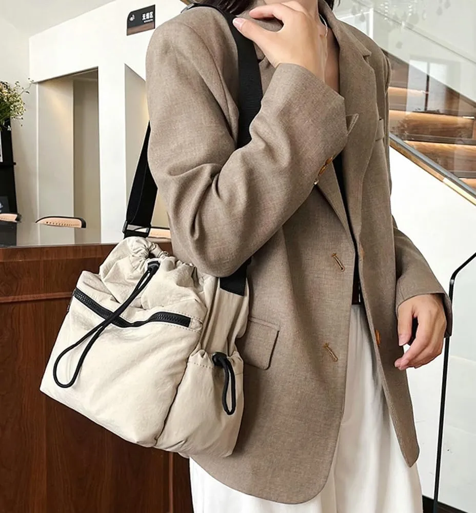 Bucket Crossbody Bag for Women Stylish Handbag Casual Nylon Shoulder Purse Top Handle Bags 2024