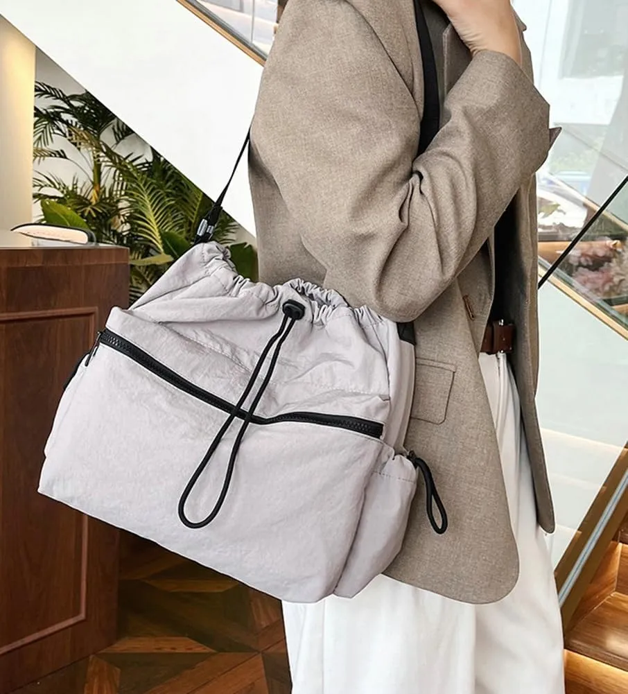 Bucket Crossbody Bag for Women Stylish Handbag Casual Nylon Shoulder Purse Top Handle Bags 2024