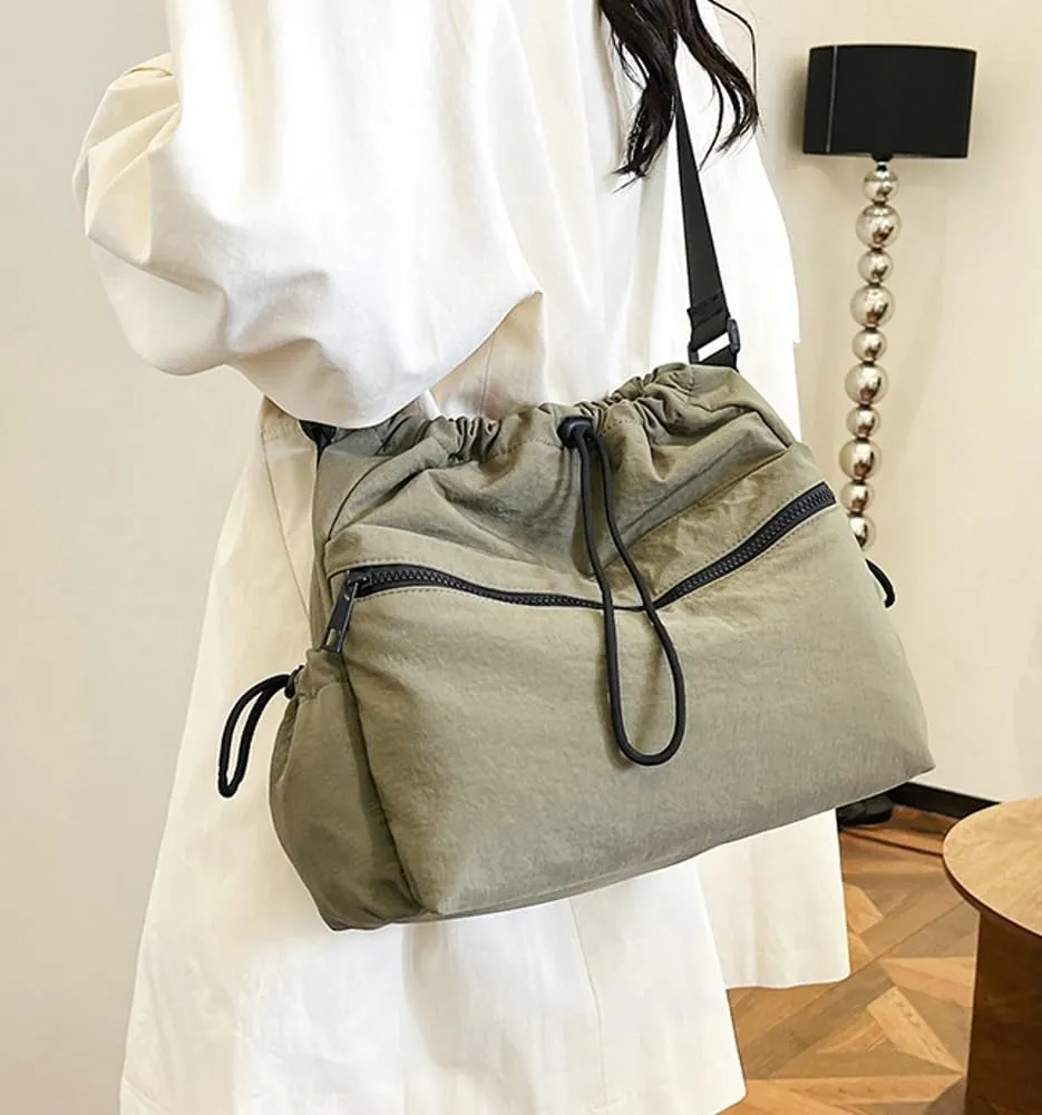 Bucket Crossbody Bag for Women Stylish Handbag Casual Nylon Shoulder Purse Top Handle Bags 2024