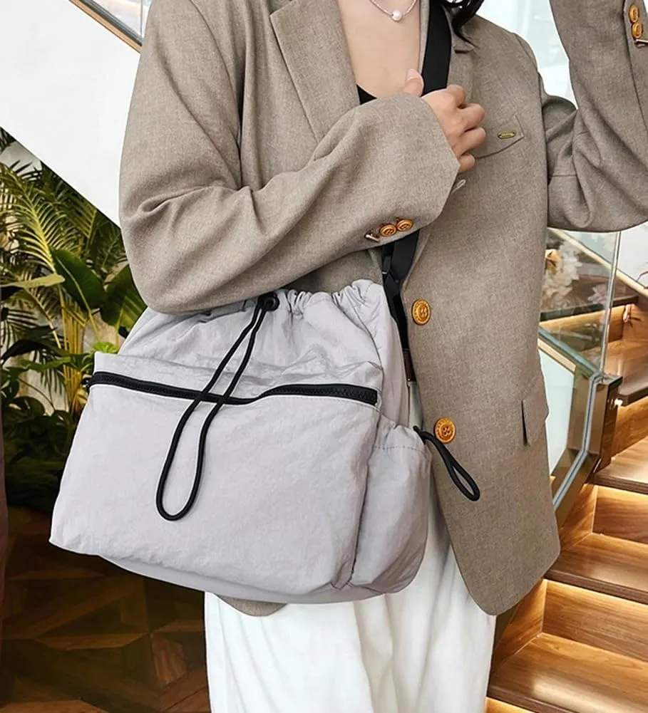 Bucket Crossbody Bag for Women Stylish Handbag Casual Nylon Shoulder Purse Top Handle Bags 2024