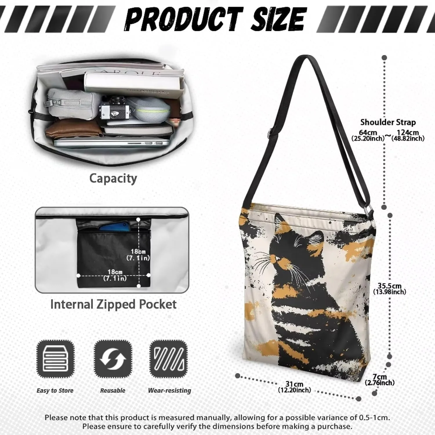 Canvas Tote Bag for Women, Anti Water Tote Bag Stylish Shoulder Purse Women'S Canvas Hobo Bag