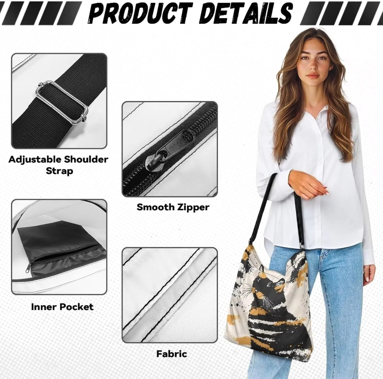 Canvas Tote Bag for Women, Anti Water Tote Bag Stylish Shoulder Purse Women'S Canvas Hobo Bag