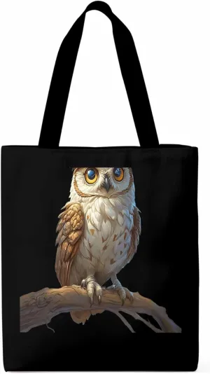 Canvas Tote Bag, Retro Chic Owl on Branch Aesthetic Canvas Tote Handbags for Women Shoulder Bag,