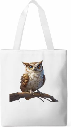 Canvas Tote Bag, Retro Chic Owl on Branch Aesthetic Canvas Tote Handbags for Women Shoulder Bag,
