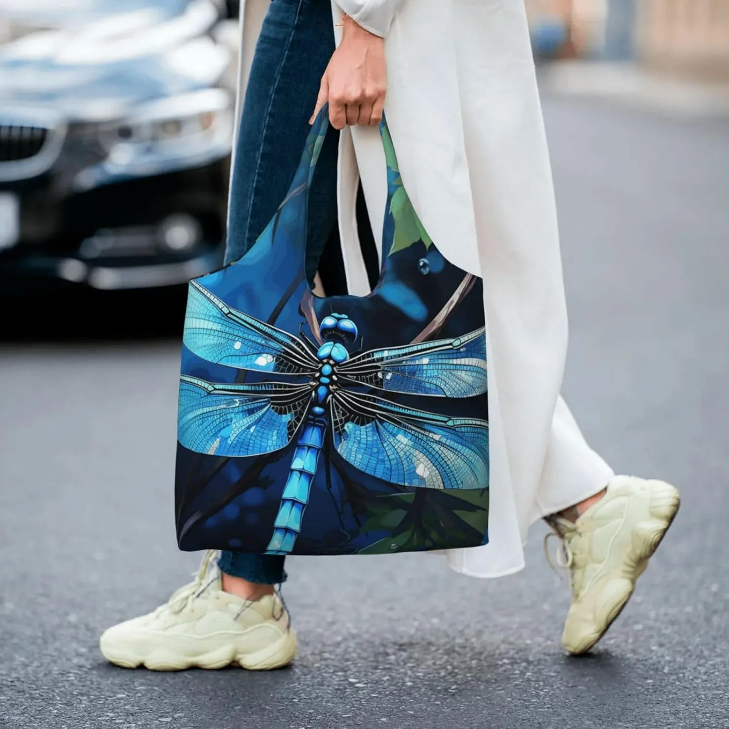 Canvas Tote Bag Reusable Grocery Bags Lightweight Handbag Border Collie Tote Bag for Shopping Cloth Bags