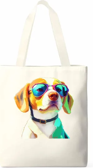 Canvas Tote Bag, Watercolor Chic Dog Aesthetic Canvas Tote Handbags for Women Shoulder Bag,