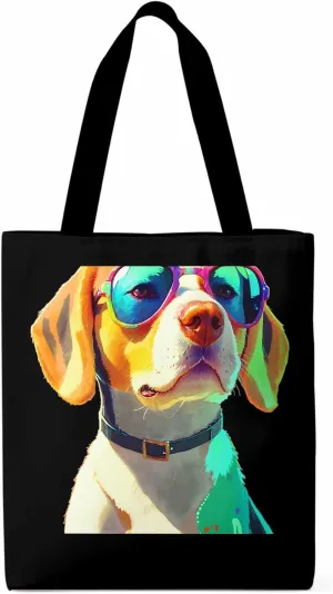 Canvas Tote Bag, Watercolor Chic Dog Aesthetic Canvas Tote Handbags for Women Shoulder Bag,