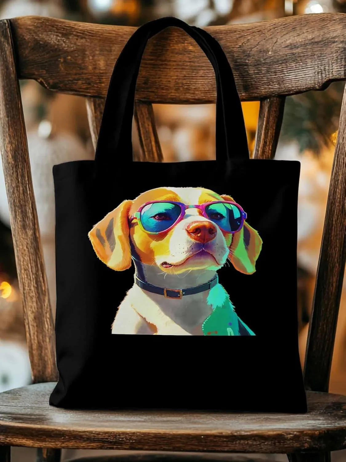 Canvas Tote Bag, Watercolor Chic Dog Aesthetic Canvas Tote Handbags for Women Shoulder Bag,