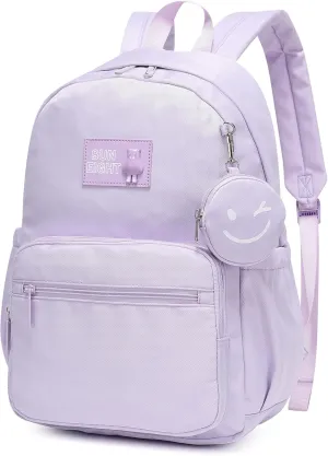 CaranY Waterproof School Backpack for Kids 6-18 | Lightweight Durable Girls & Boys Bookbag with Blinking Zipper Pouch Spacious for School Outdoor Travel(Purple)