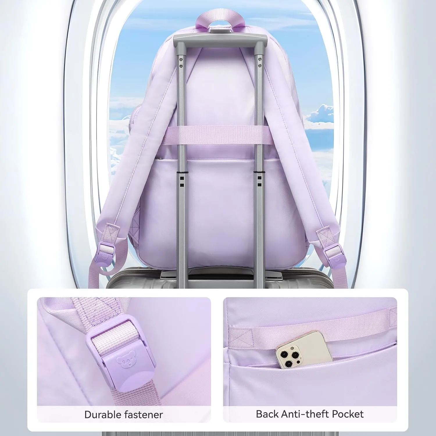 CaranY Waterproof School Backpack for Kids 6-18 | Lightweight Durable Girls & Boys Bookbag with Blinking Zipper Pouch Spacious for School Outdoor Travel(Purple)