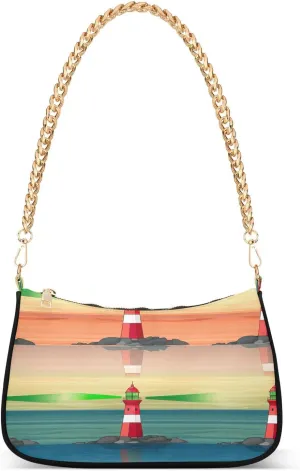 Cartoon Chic Lighthouse Mini Clutch Purses for Women, Trendy Hand Bags for Women