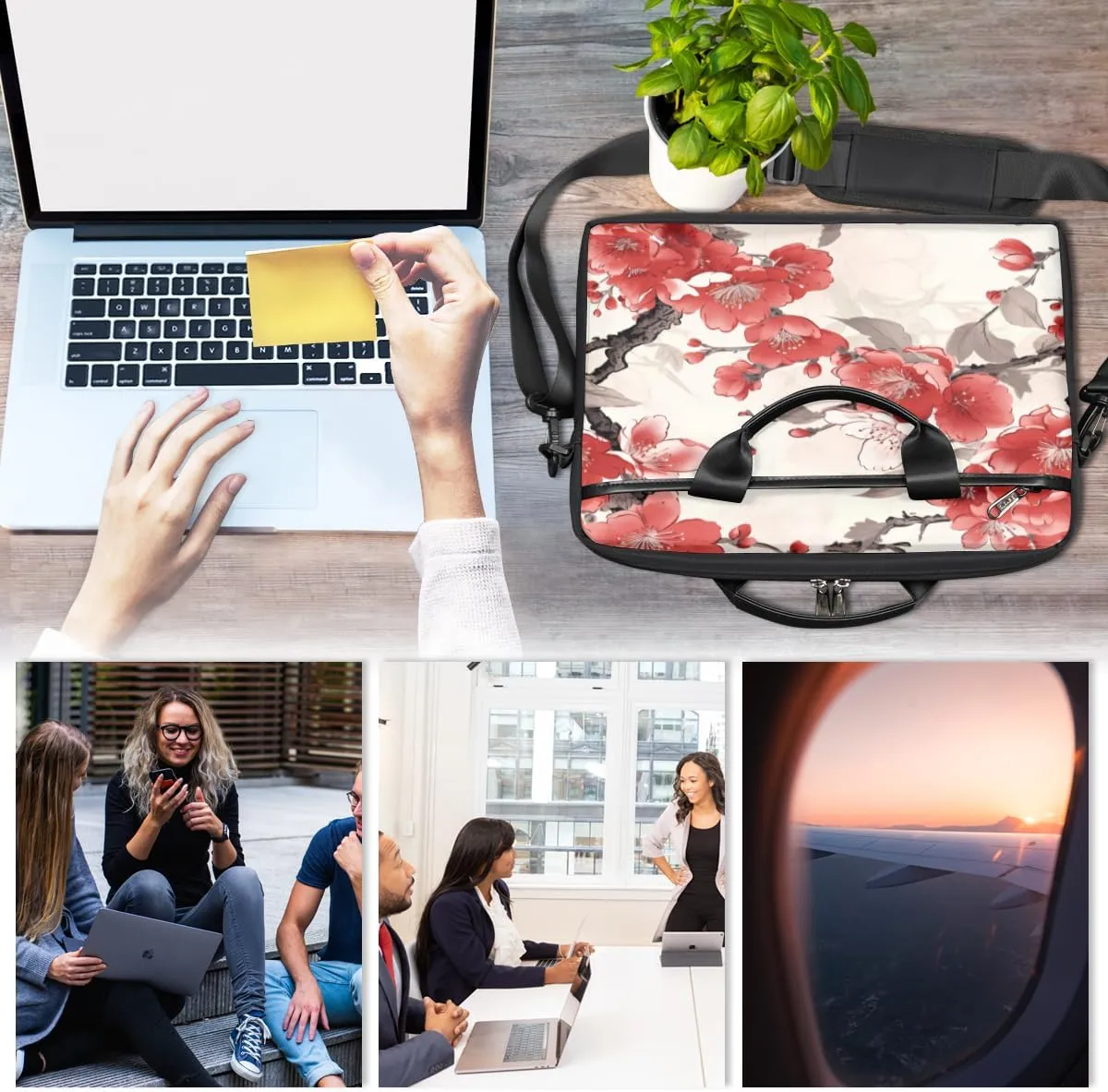 Cats Adorable Style Laptop Shoulder Bag for Tablet Computer Notebook Sleeve Messenger Carrying Case Briefcase Tote