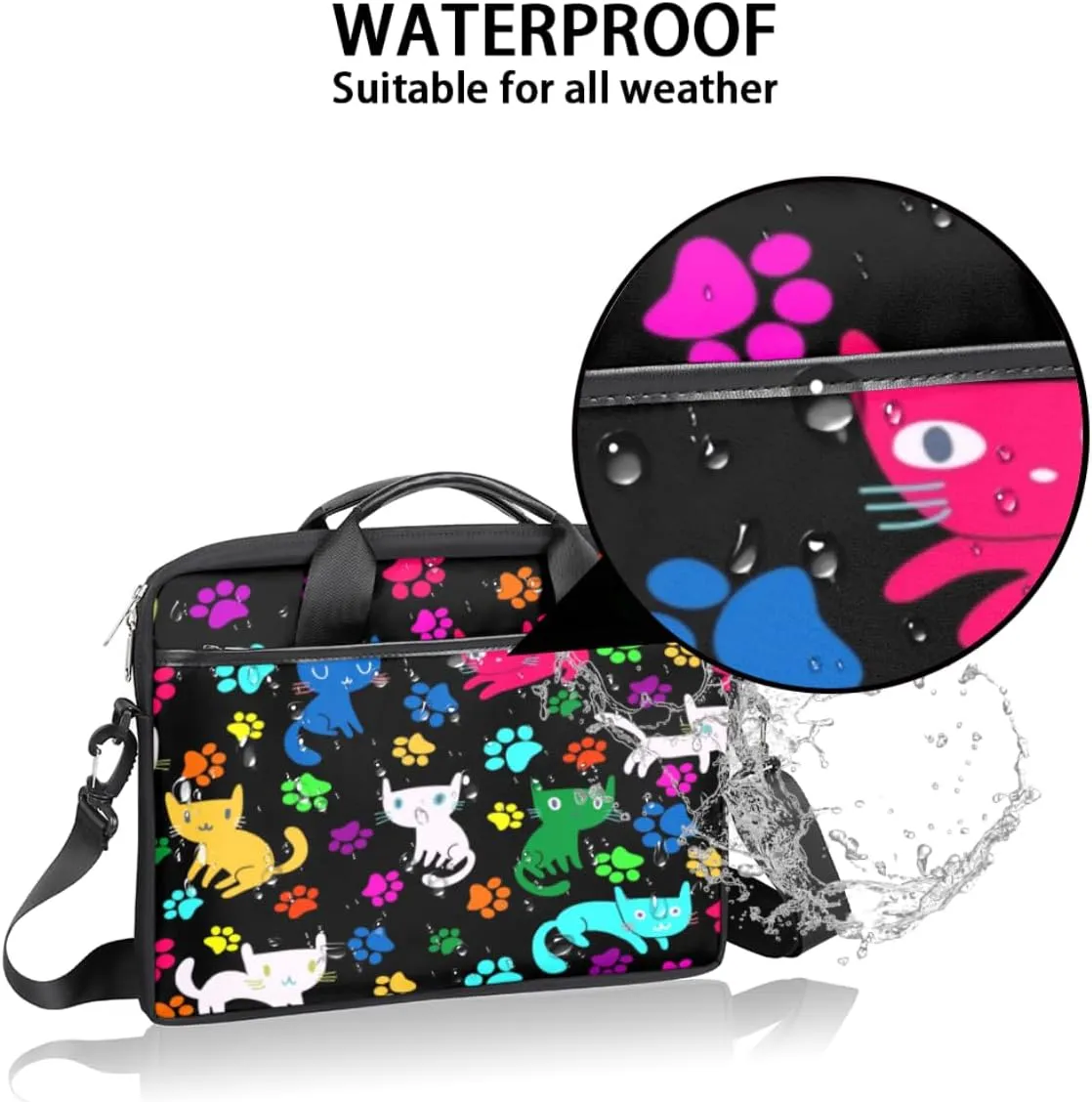 Cats Adorable Style Laptop Shoulder Bag for Tablet Computer Notebook Sleeve Messenger Carrying Case Briefcase Tote