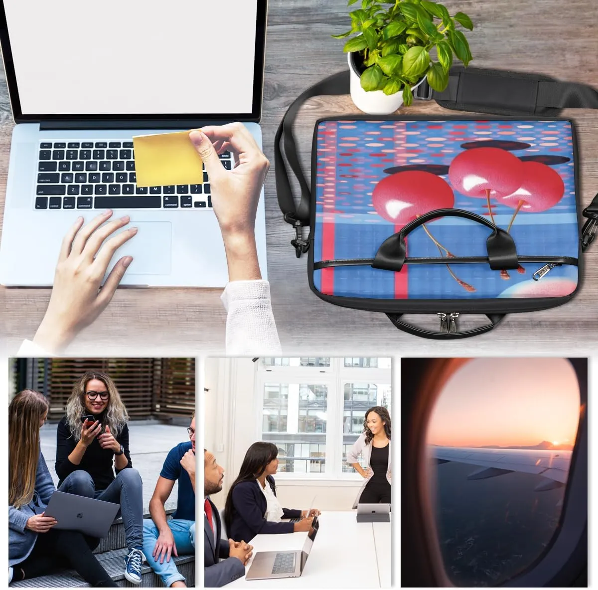 Cats Adorable Style Laptop Shoulder Bag for Tablet Computer Notebook Sleeve Messenger Carrying Case Briefcase Tote