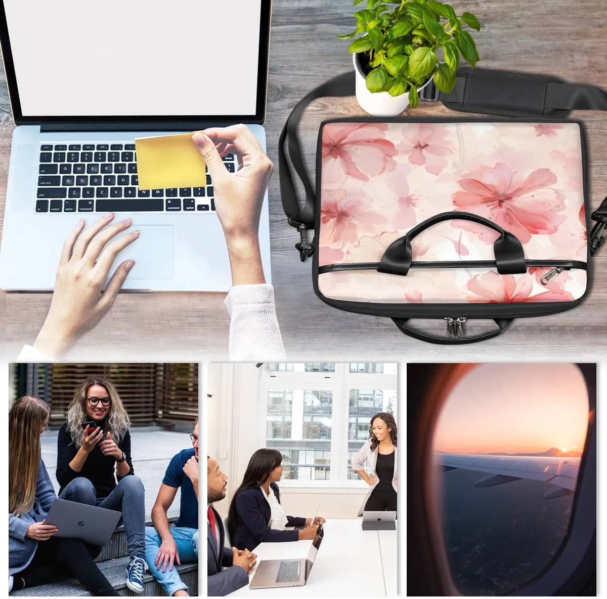 Cats Adorable Style Laptop Shoulder Bag for Tablet Computer Notebook Sleeve Messenger Carrying Case Briefcase Tote
