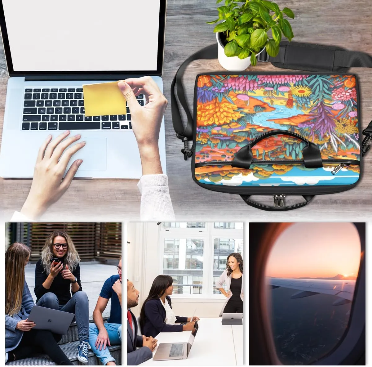 Cats Adorable Style Laptop Shoulder Bag for Tablet Computer Notebook Sleeve Messenger Carrying Case Briefcase Tote