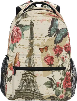 CEBUGI Travel Backpack for women men Vintage Eiffel Tower lightweight Laptop Backpack College bookbag Casual Daypack