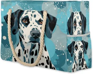 cfpolar Beach Bags for Women, Sandproof Beach Bag, Cute Animal Dog Waterproof Tote Pool Swim Bags with Wet Pocket, Travel Reusable Grocery Shopping Shoulder for Weekender Gifts Gym,A130