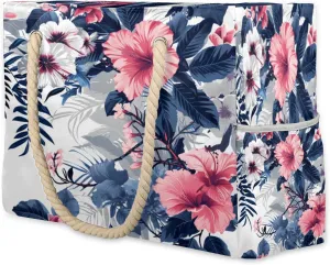 cfpolar Beach Bags for Women, Sandproof Beach Bag, Tropical Flower Waterproof Tote Pool Swim Bags with Wet Pocket, Travel Reusable Grocery Shopping Shoulder for Weekender Gifts Gym,A174
