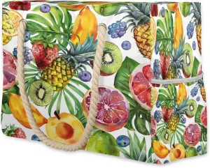 cfpolar Summer Tropical Fruits Beach Bag for Women Ladies Large Beach Pool Tote Bag Sandproof Beach Tote with Zipper Gym Tote Carry On Bag Reusable Grocery Shopping Bag for Weekender Travel Daily