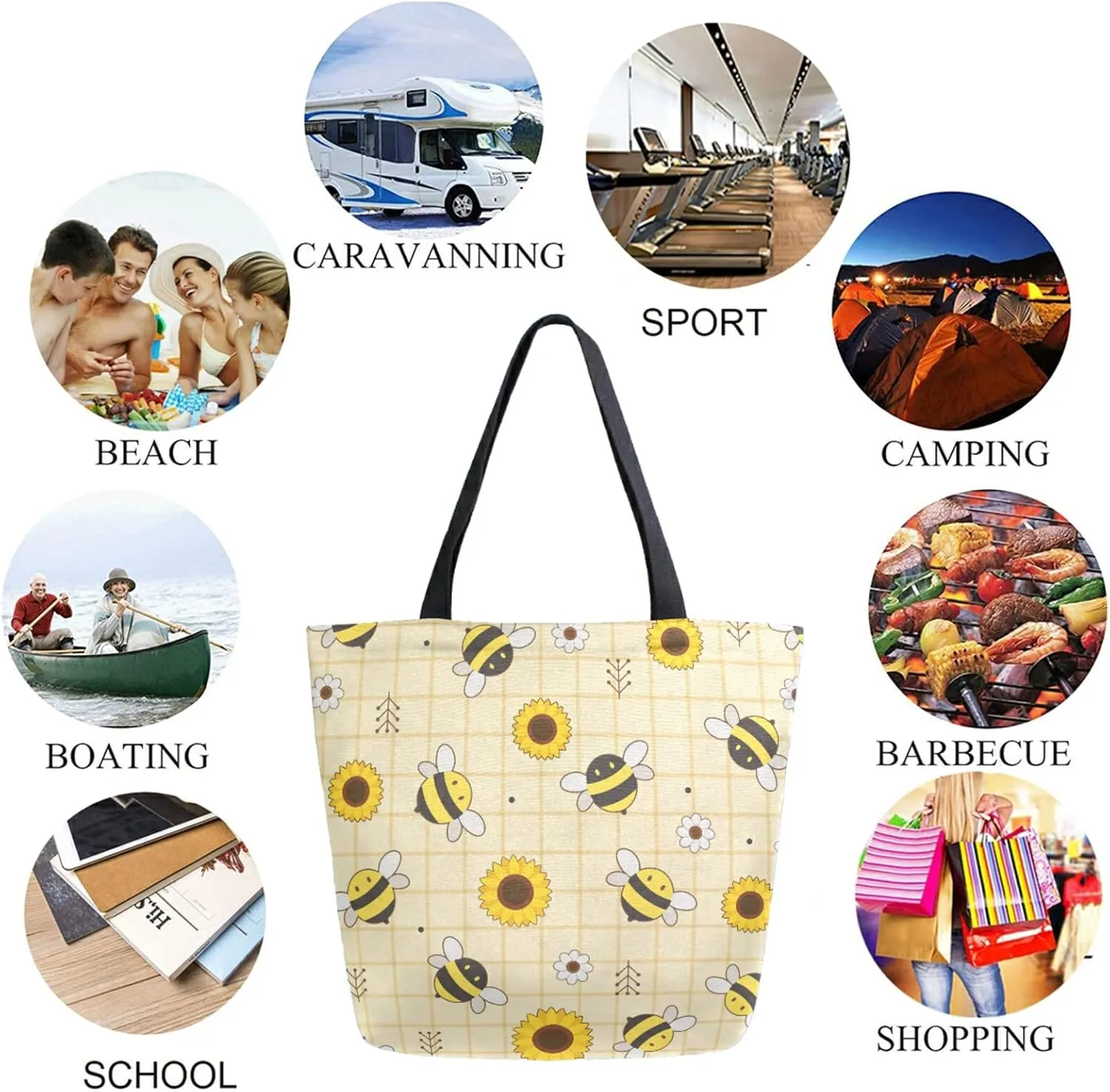 Chic Cute Fashion Style Pattern Extra Large Shoulder Tote Bag for Beach Travel Weekender Gym Grocery Shopping