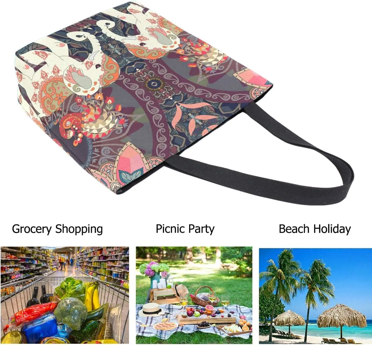 Chic Fashion Floral Pattern Extra Large Shoulder Tote Bag for Beach Travel Weekender Gym Grocery Shopping