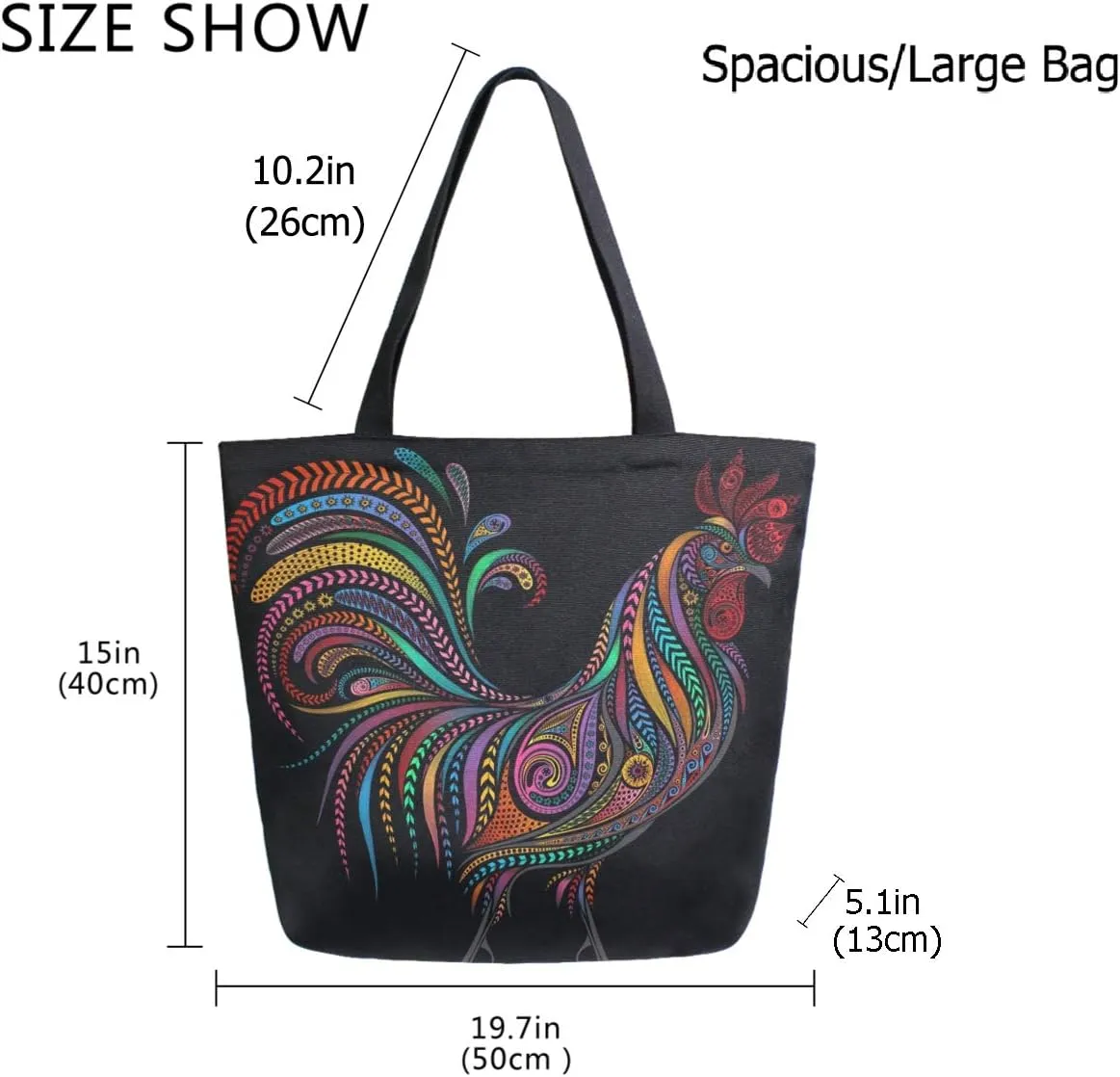 Chic Fashion Floral Printed Extra Large Shoulder Tote Bag for Beach Travel Weekender Gym Grocery Shopping