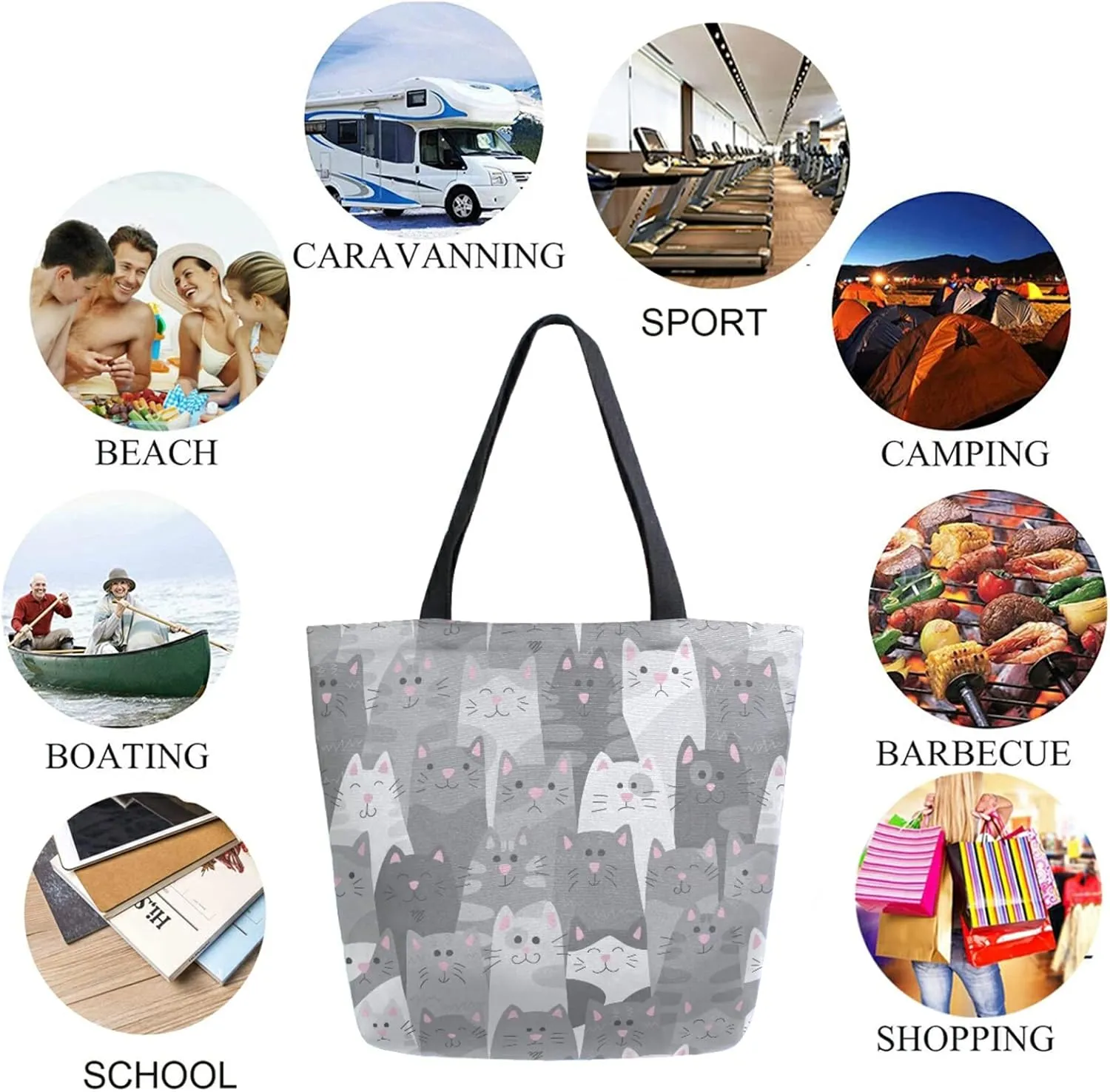 Chic Fashion Pattern Printed Extra Large Shoulder Tote Bag for Beach Travel Weekender Gym Grocery Shopping