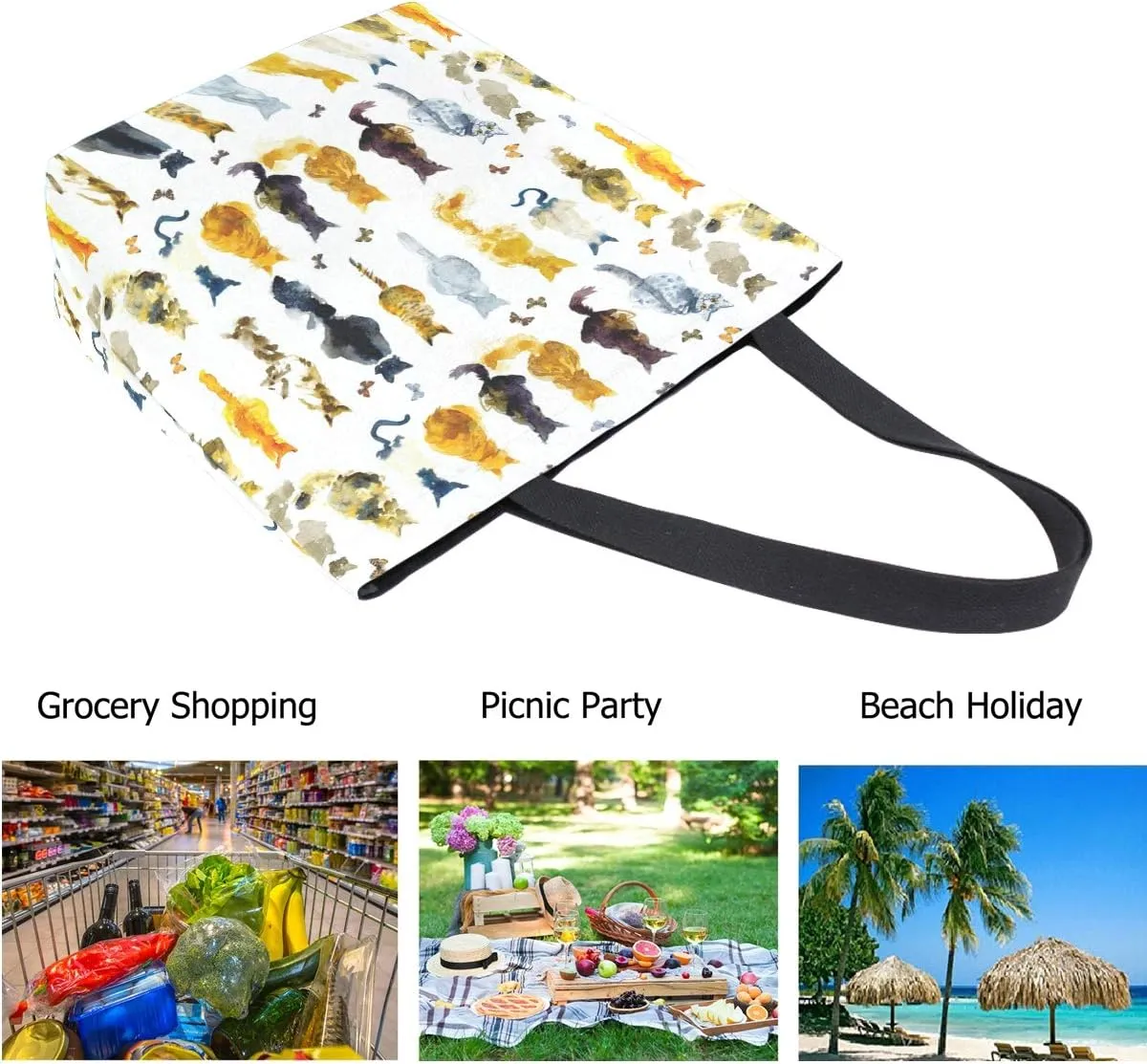 Chic Lifelike Pattern Extra Large Shoulder Tote Bag for Beach Travel Weekender Gym Grocery Shopping