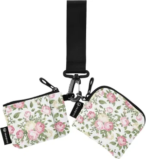 Chic Pink Rose Flower Wristlet Keychain Wallets for Women Portable Small Coin Purses